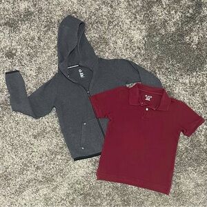 The Children's Place Maroon Polo Shirt and Kids GapFit Tech Hoodie Set